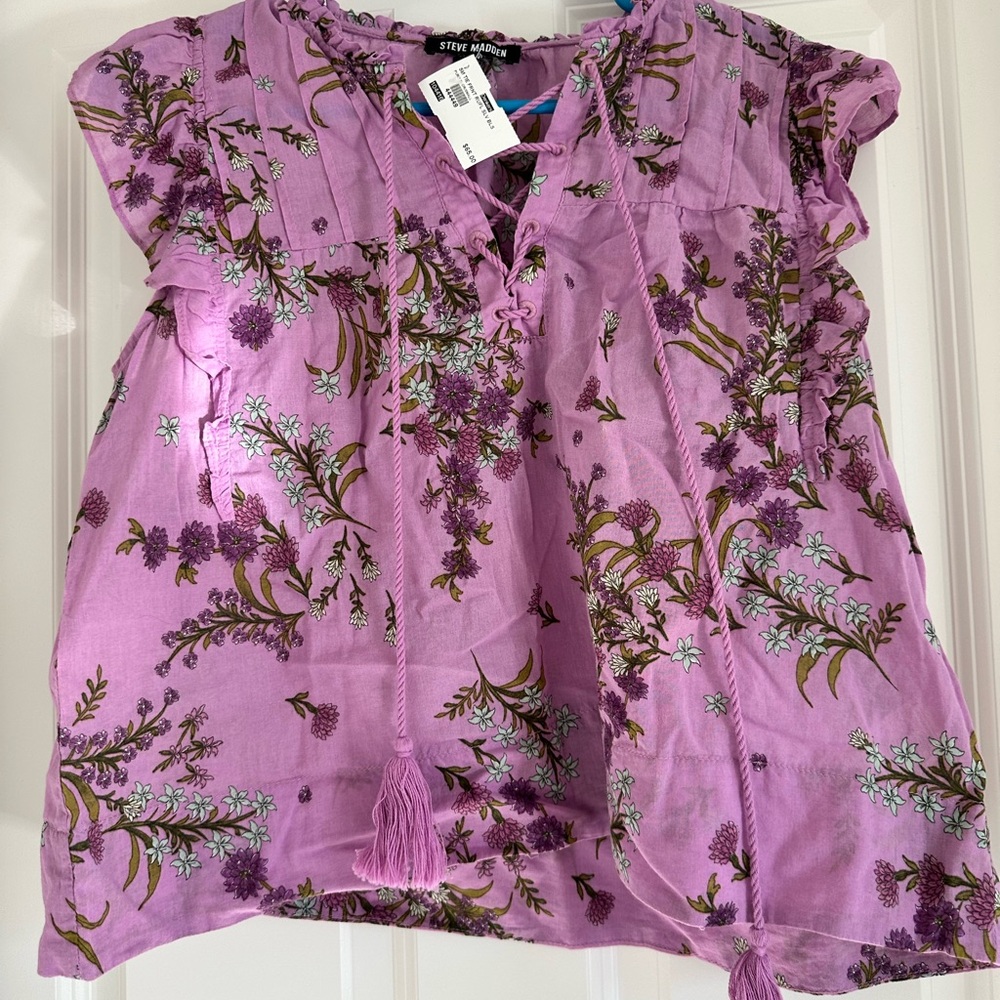 Steve Madden Floral Purple Blouse